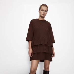 Zara Maroon Ruffled Mini Dress